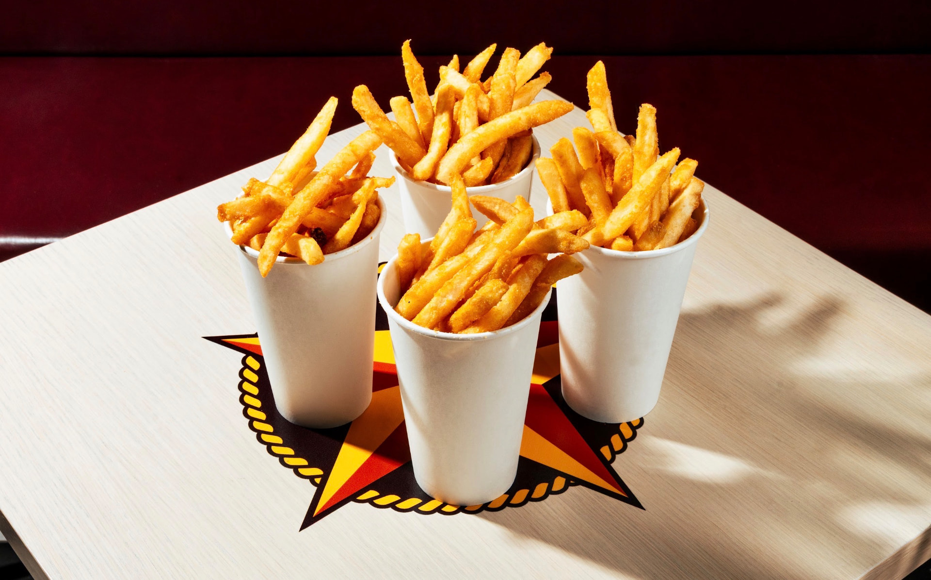 Four cups of golden Hotbirds fries